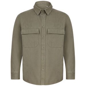 Front Row Mens Cotton Drill Overshirt / Khaki